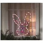 NEW Lighted Pink Bunny Face Easter Window Silhouette Decoration