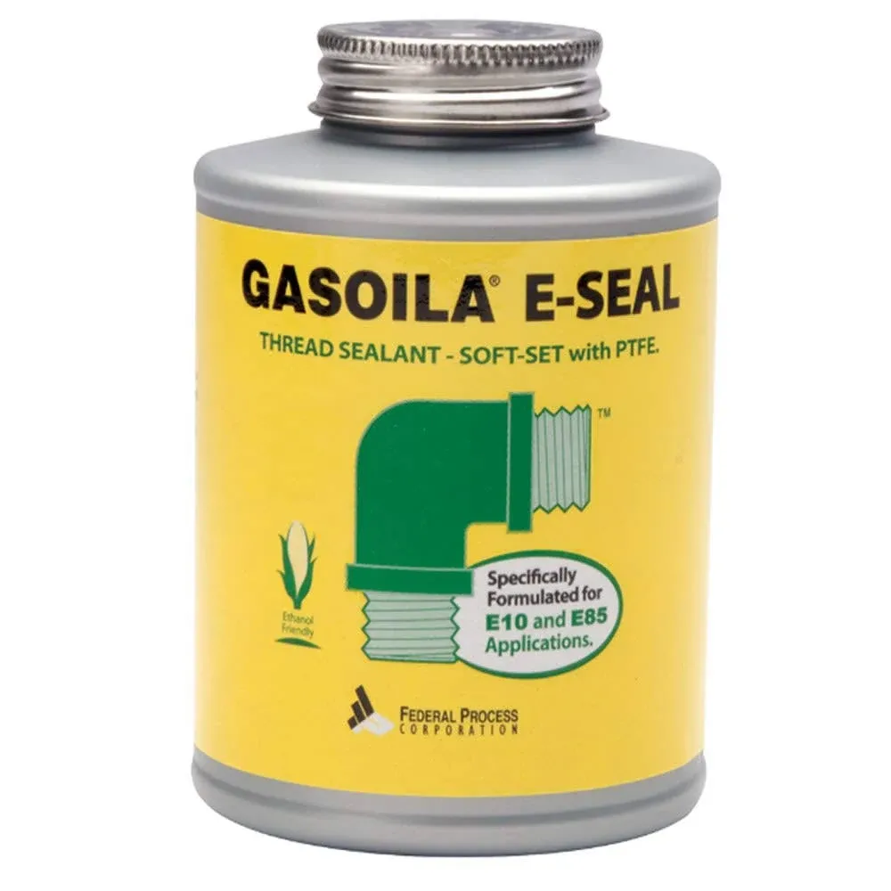 Gasoila - GE08 E-Seal Pipe Thread Sealant with PTFE Paste, Non Toxic, -100 to 600 Degree F, 1/2 Pint Brush