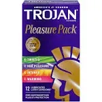 Trojan Pleasure Pack Lubricated Condoms, 12 Count