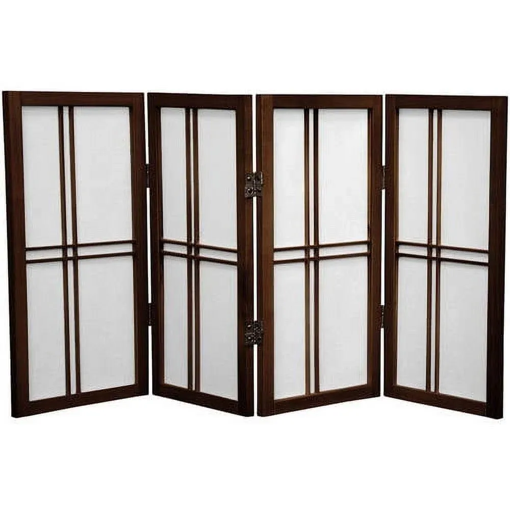 Oriental Furniture 2 ft. Tall Desktop Double Cross Shoji Screen - Walnut - 3 Panels