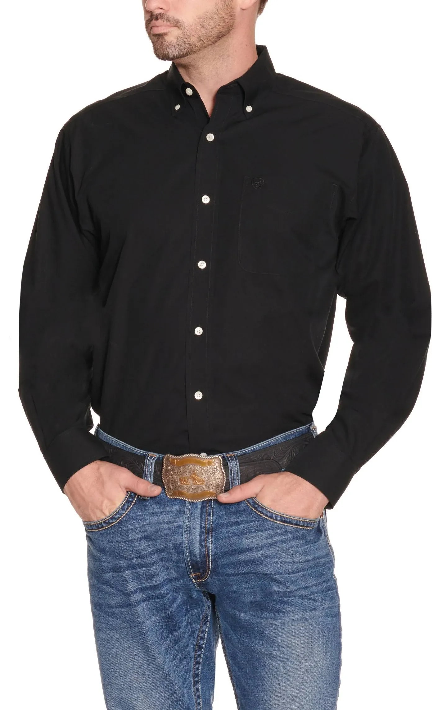 Ariat Wrinkle Free Solid Shirt Black / S