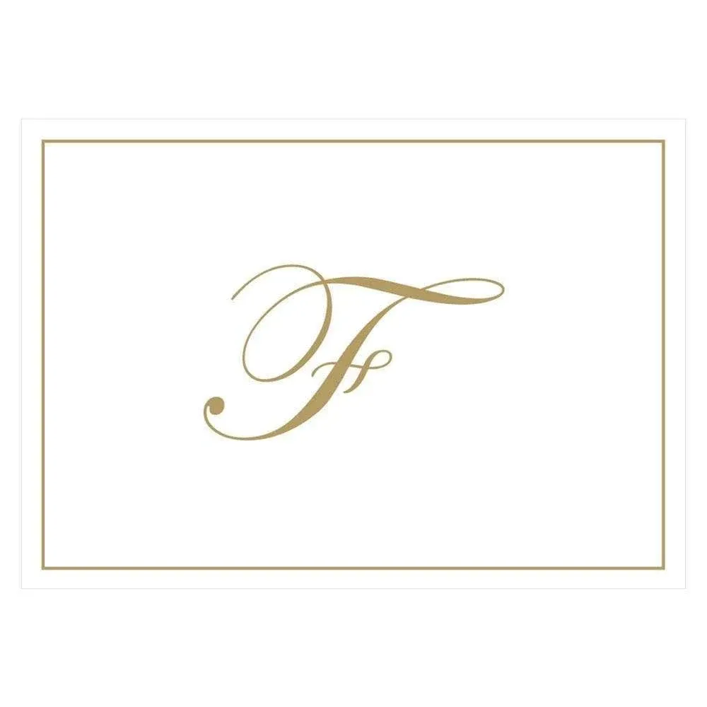 Caspari Gold-Embossed Letter F Note Cards (Set of 8)