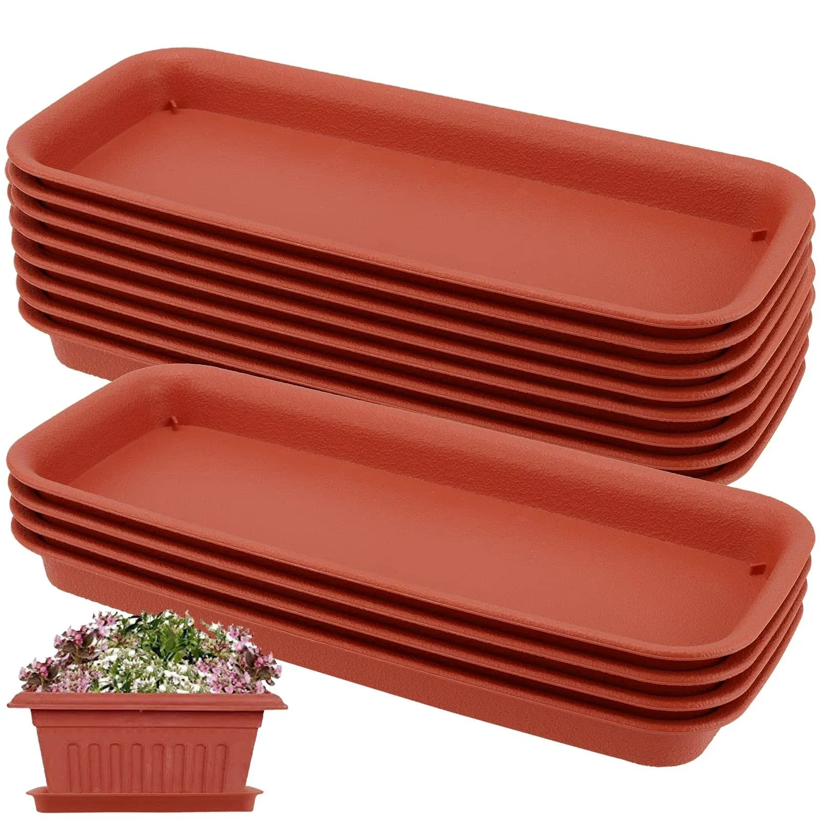 12 Pack 12\xa0x\xa05.4 inch Plastic Plant Saucer Drip Trays Plastic Rectangular Pla...