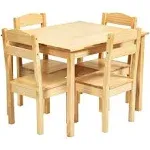 Costzon Kids Wooden Table and 4 Chair Set, 5 Pieces Set Includes 4 Chairs and 1