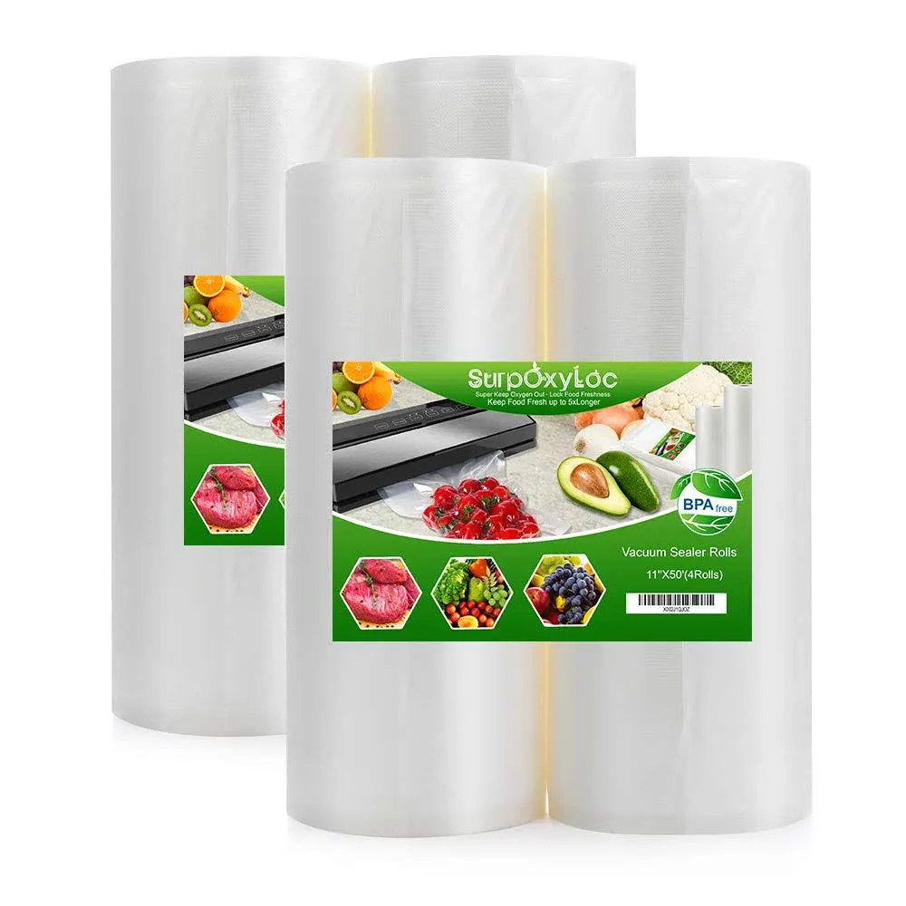 (Total 200 Feet) 4 Pack 11x50 Vacuum Sealer Bags Rolls with BPA Free and Punc...