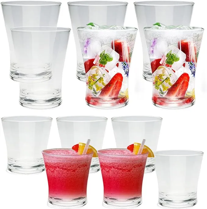 Classic Clear Plastic Tumblers, Set of 6pcs x 9oz and 6pcs x 16oz