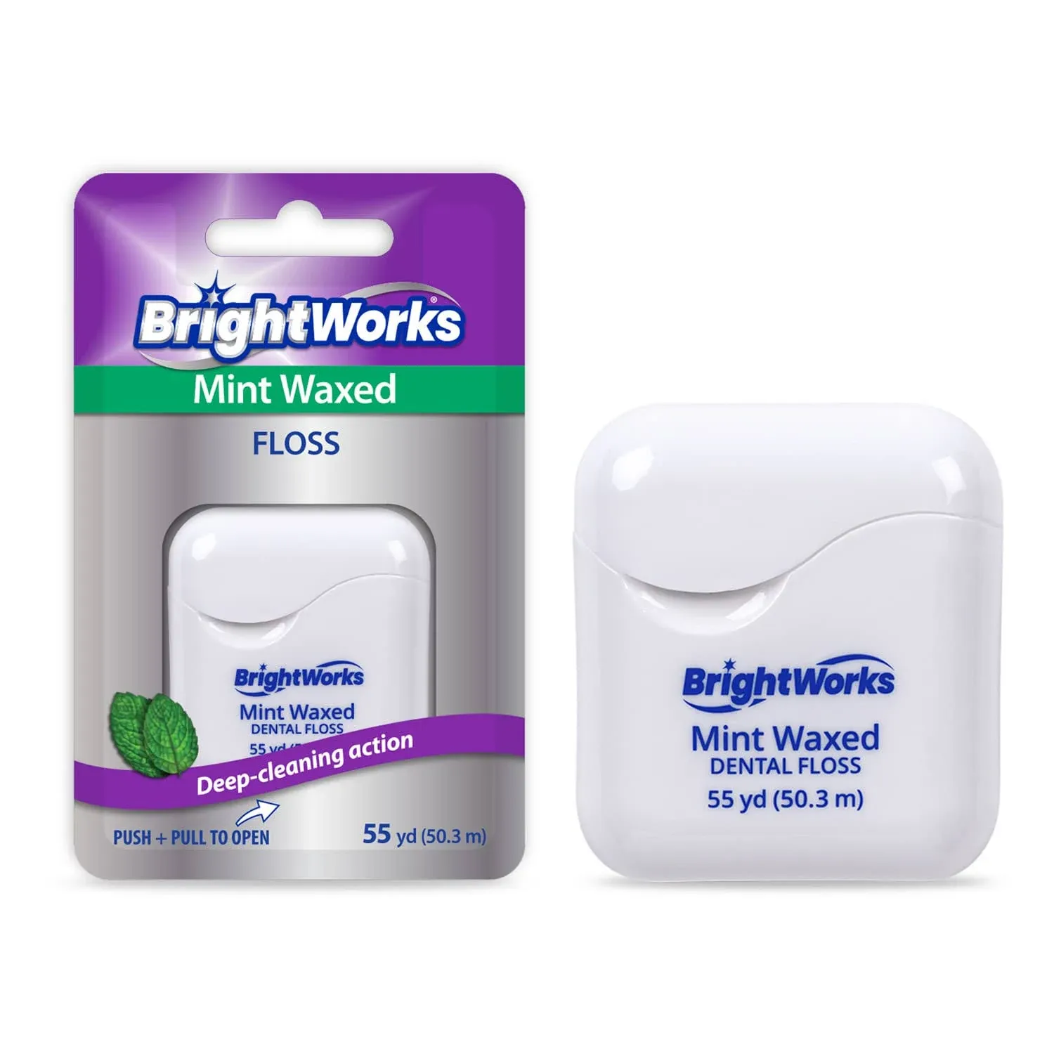 BrightWorks Dental Floss Mint Waxed - 55 Yards (Pack of 4)