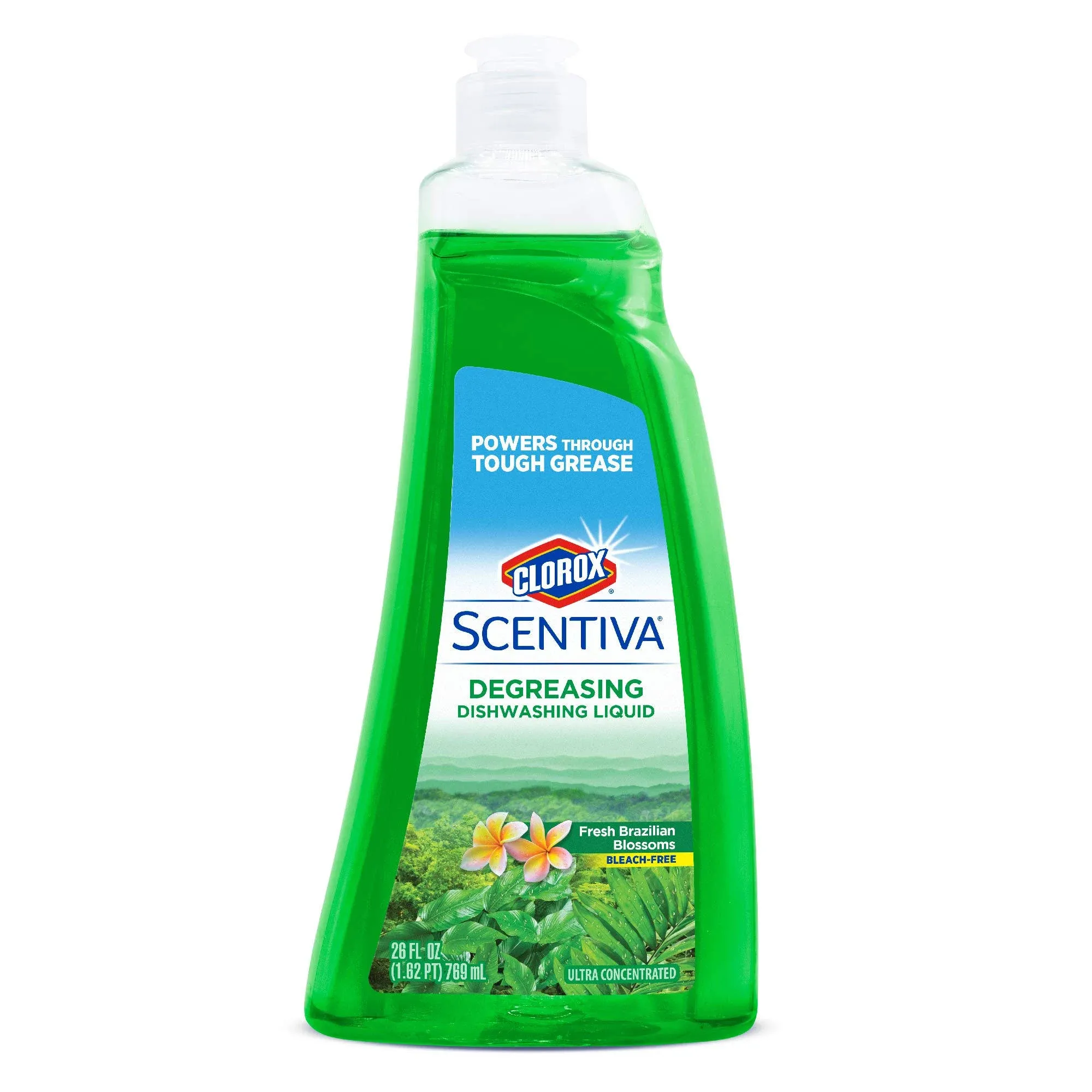 Clorox Scentiva Dishwashing Liquid, Degreasing. Fresh Brazilian Blossoms - 28 fl oz