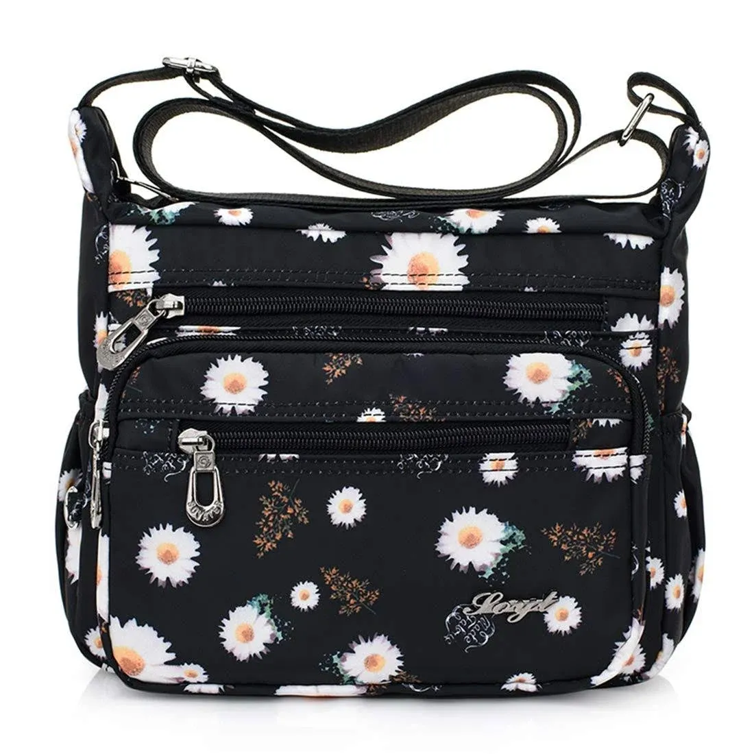 Womens Nylon Floral Shoulder Bag Crossbody Bag Messenger Bags Travel Handbags With Adjustable Strap Waterproof