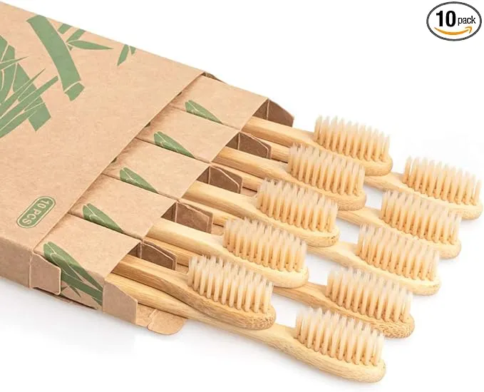 Bamboo Toothbrush 10 PCS Wooden Toothbrushes Organic Wood Natural Eco Friendly