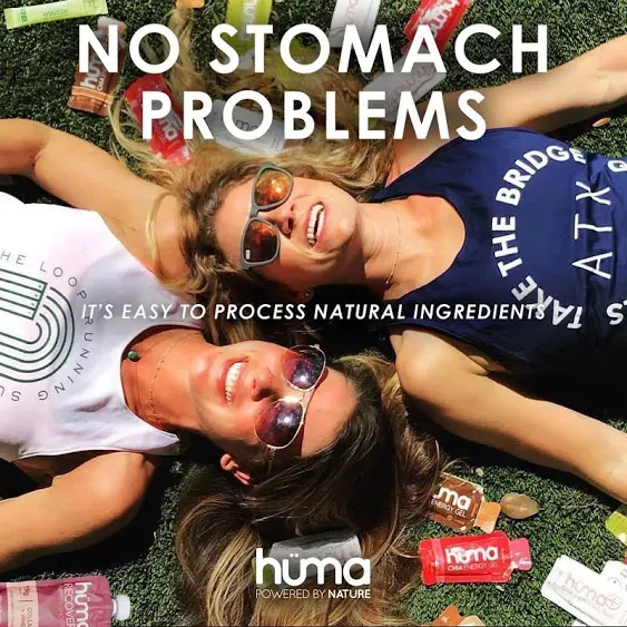 Huma Plus (Double Electrolytes) - Chia Energy Gel, Strawberry Lemonade, 12 Gels, 1x Caffeine - Stomach Friendly, Real Food Energy Gels