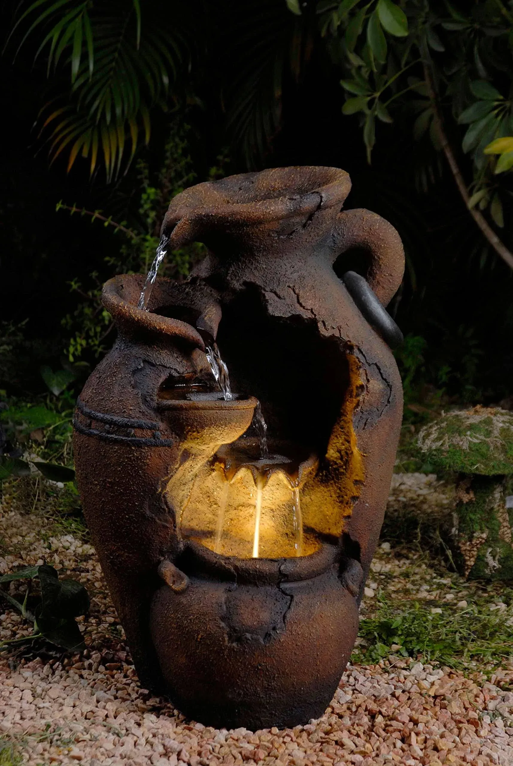 Old Fashion Pot Outdoor Fountain with LED Light