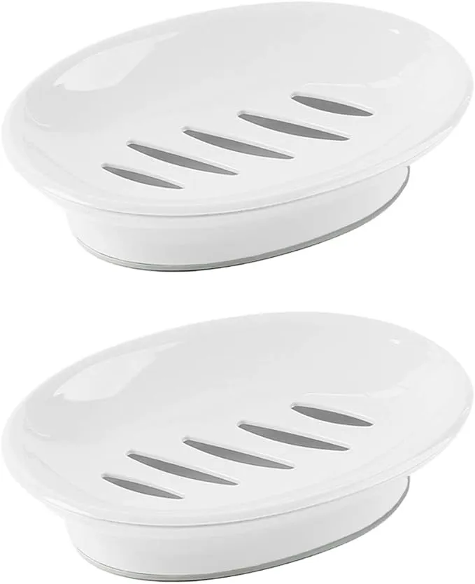 WYOK 2-Pack Soap Dish with Drain Soap Holder Easy Cleaning Soap Saver Dry Stop