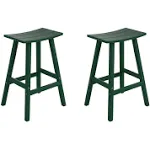 WestinTrends Malibu 29 Inch Outdoor Bar Stools Set of 2, All Weather Resistant Poly Lumber Adirondack Bar Height Stools, Dark Green