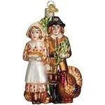 Pilgrim Couple Thanksgiving Glass Ornament, 4 1/2", OWC #24156