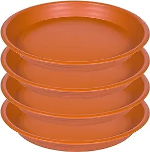 Plant Saucer Pot Tray 14&#034; (14.2 inch) 4 Packs Plastic Heavy Durable Clay Colour