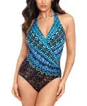 Miraclesuit Women&#039;s Untamed Wrapsody Tummy Control One Piece, Multi, Size 10