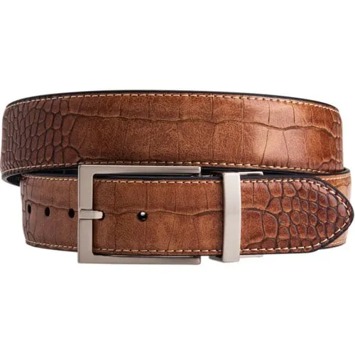 Greg Norman Men's Reversible Croco Print Leather Golf Belt