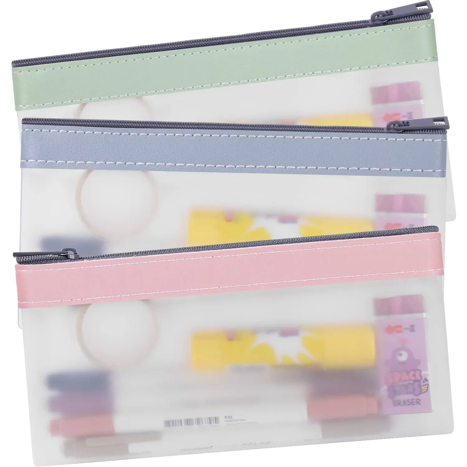 Boxgear 3 Pieces Clear Pencil Case Set