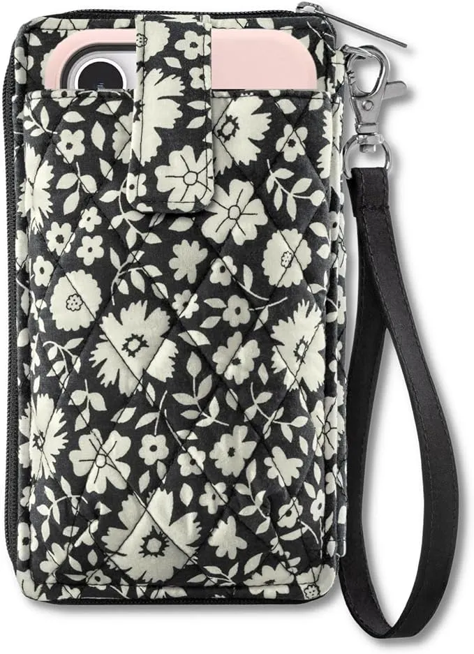 Bicolor Floral Black RFID Cell Phone Wristlet