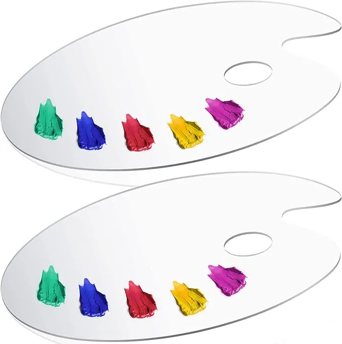 Acrylic Paint Palette 2Pcs 11.8 X 7.9 Inches with Thumb Hole by , Clear Oval-Sha