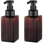 UUJOLY Foaming Soap Dispenser, 450ml (15oz) Refillable Pump Bottle Plastic for Liquid Soap, Shampoo, Body Wash (2 Pcs) (Amber)