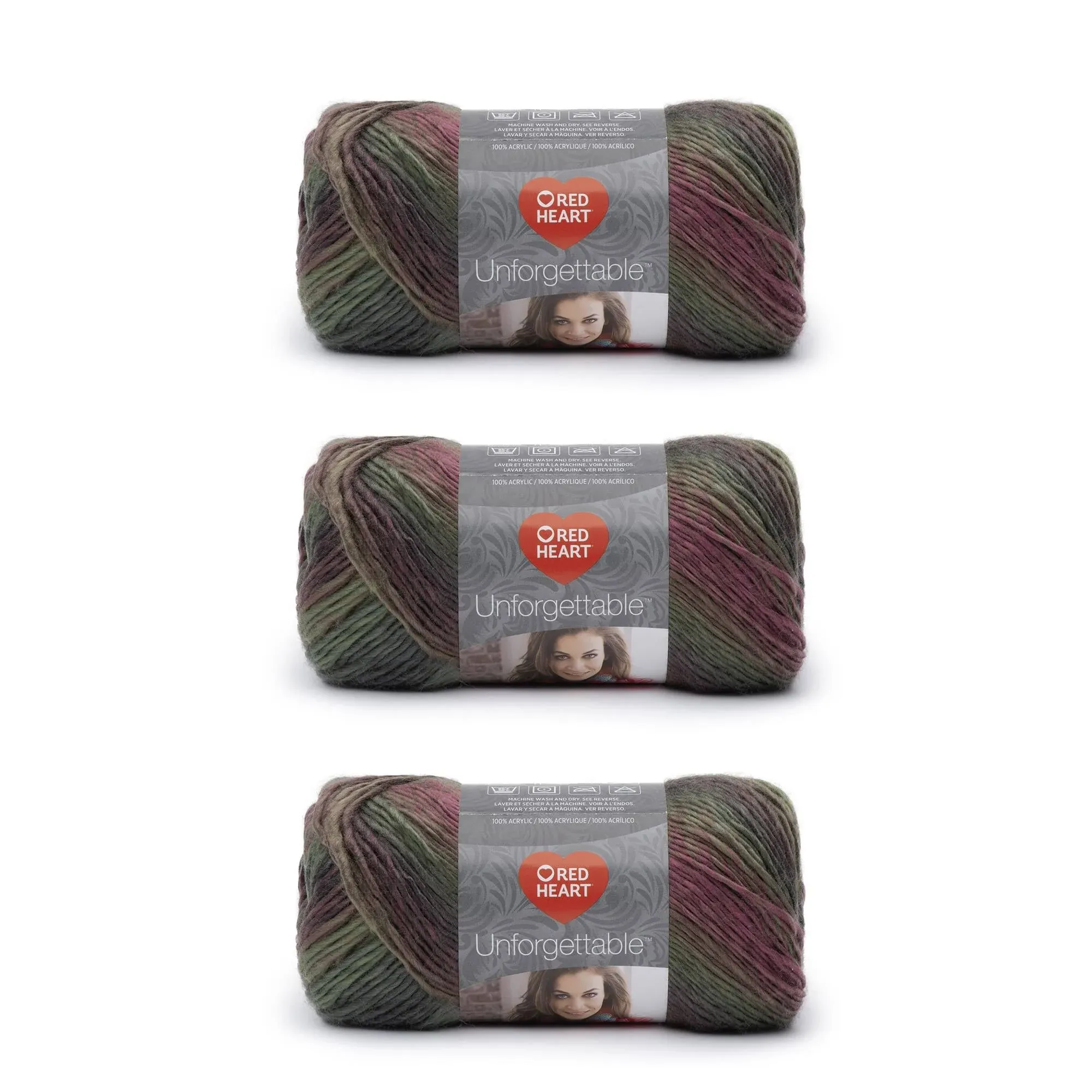 Red Heart Boutique Unforgettable Echo Yarn - 3 Pack of 100g/3.5oz - Acrylic - 4 Medium (Worsted) - 270 Yards - Knitting/Crochet