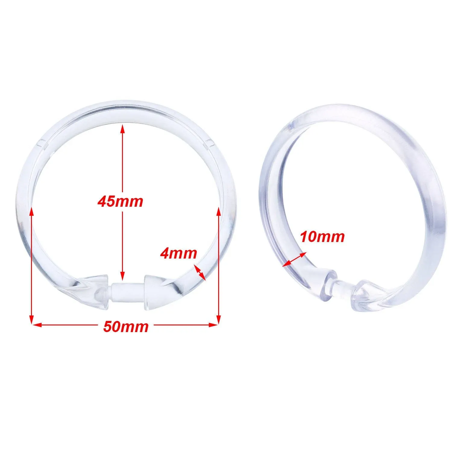 Hestya 20 Pack Plastic Clear Round Shower Curtain Rings for Bathroom Shower Rod