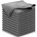 USANOOKS Microfiber Cleaning Cloth Grey - 12pcs (16x16 inch) High Performance - 1200 Washes, Ultra Absorbent Towels Weave Grime & Liquid for Streak-fr