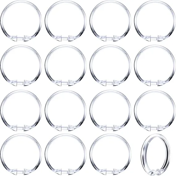 Hestya 20 Pack Plastic Clear Round Shower Curtain Rings for Bathroom Shower Rod