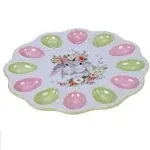 Certified International Pink &amp; Green Sweet Bunny Deviled Egg Platter