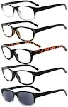 Eyekepper Classic Reading Glasses for Men 5 Pack Spring Hinges Readers Include Reading Sunglasses +2.50