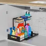 eaimi under sink organizer, 2 tier under the kitchen organizers and storage, pull out under bathroom cabinet sliding drawer d