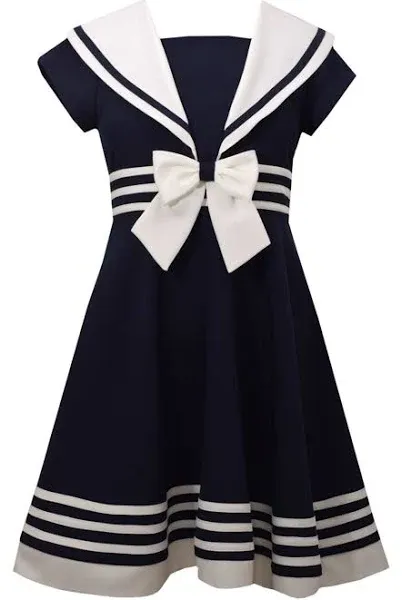 Bonnie Jean Young Girls Navy Sailor Dress Nautical