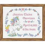 Baby by Herrschners® Boho Rainbow Unicorn Birth Record Counted Cross-Stitch Kit