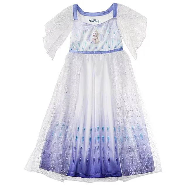 Disney Girls' Frozen Fantasy Nightgown Princess Elsa Dress Pajama, White - Elsa Epilogue, Size 6