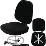 BUYUE Task Office Chair Cover, Super Soft Velvet Stretch Washable Computer Desk Armless Chair Slipcover Dustproof Protectors (Set of Black), Size: