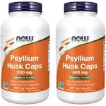 Now Foods Psyllium Husk 500mg . 2Pack 500Vcaps Each