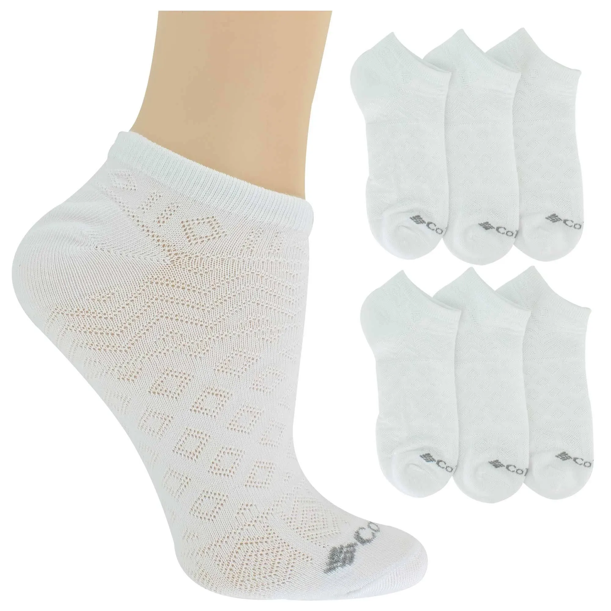 Columbia Women's 6-Pack Mesh Lightweight No Show Socks, 4-10