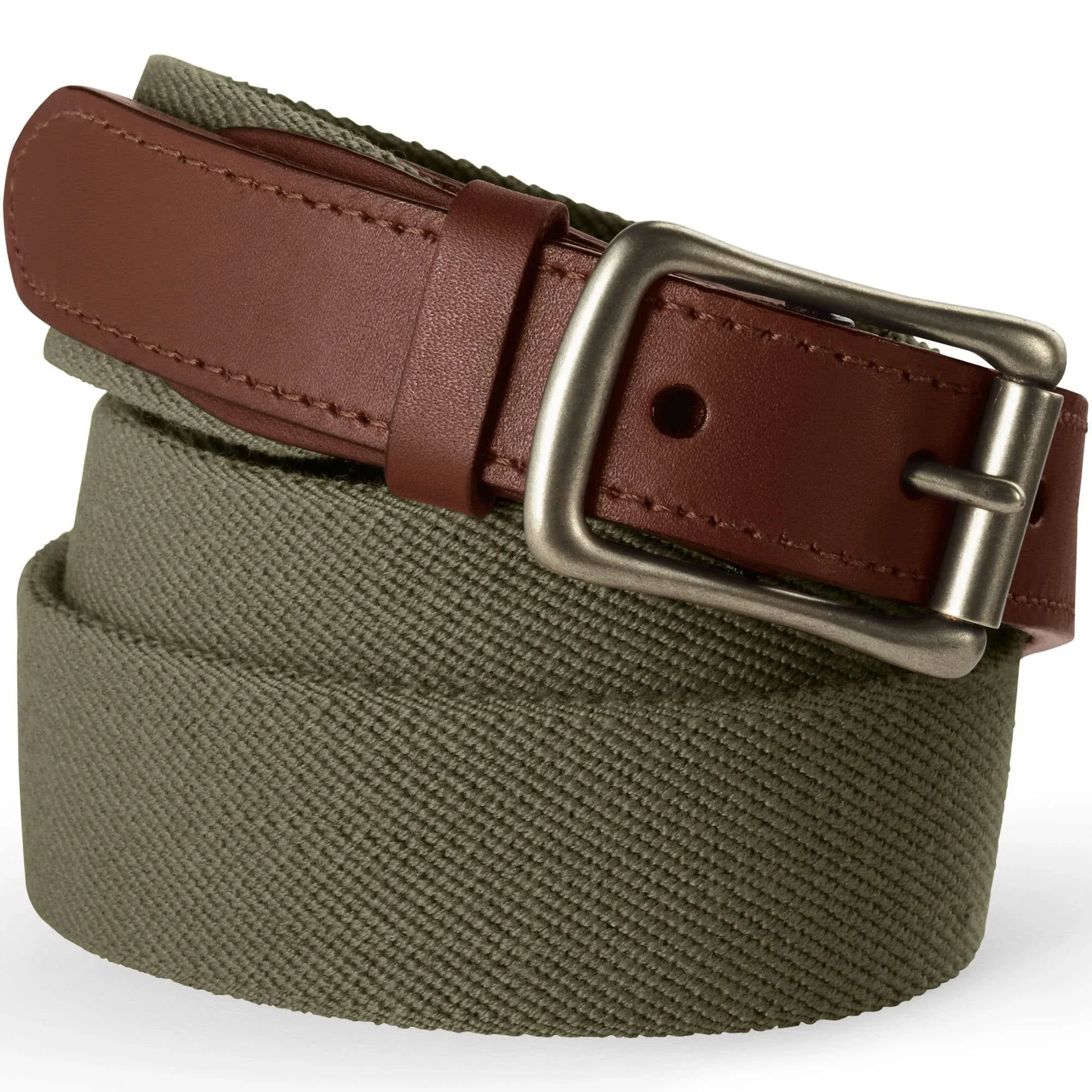 Lands' End Men's Elastic Surcingle Belt - 34 - Forest Moss