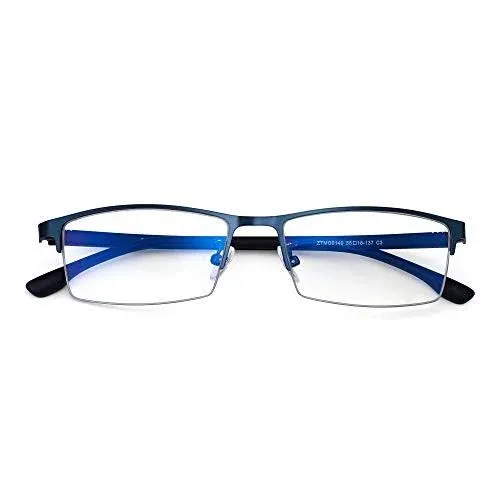 JM Classic Rectangle Reading Glasses for Men Semi Rimless Blue Light Blocking Computer Readers