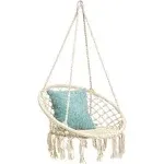 Hammock Swing Chair for 2-9 Years Old Kids,Handmade Knitted Macrame Hanging Swing Chair for Indoor,Bedroom,Yard,Garden- 230 Pound Capacity Off-White- 25.59" L x 18.11" W x 34.25" H