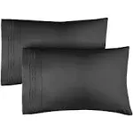 CGK Linens Soft Microfiber Pillowcase Set of 2 King in Black