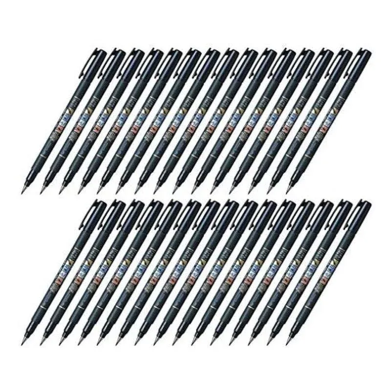 Tombow Fudenosuke Brush Pen (GCD-112) Soft Tip Black Body Value Set of 30