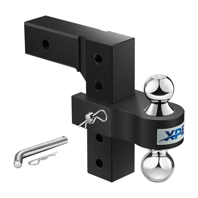 Xpe Adjustable Trailer Hitch Fits 2.5'' Receiver, 8'' Drop/Rise, Chrome Plated ...