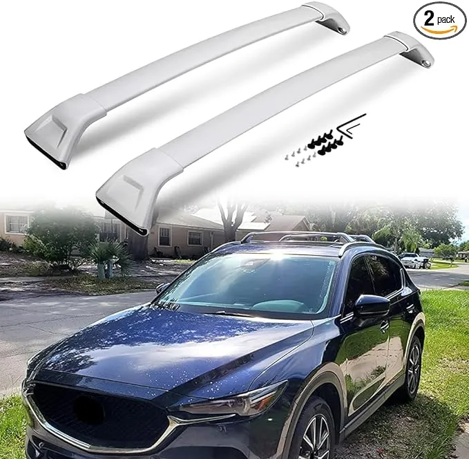 Silver Cross Bar for Mazda CX-5 2017 2018 2019 2020 2021 2022 2023 2024 Lugga...