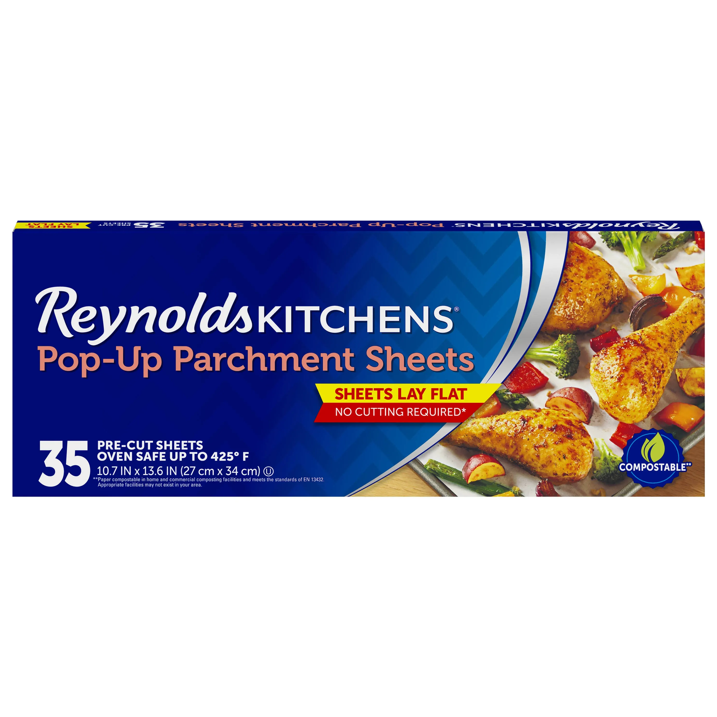 Reynolds Kitchens Pop-Up Parchment Paper Sheets, 10.7 x 13.6 Inches, 35 Count