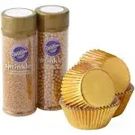 Wilton Gold Cupcake Decorating Kit 4-Piece - Gold Baking Cups and Sprinkles