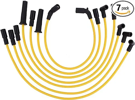 NewYall Pack of 7 8mm Ignition Spark Plug Wire Set for 4.3L V6 Chevy Express Astro S10 P30 for GMC C1500 Jimmy Savana Sonoma 1996-2005