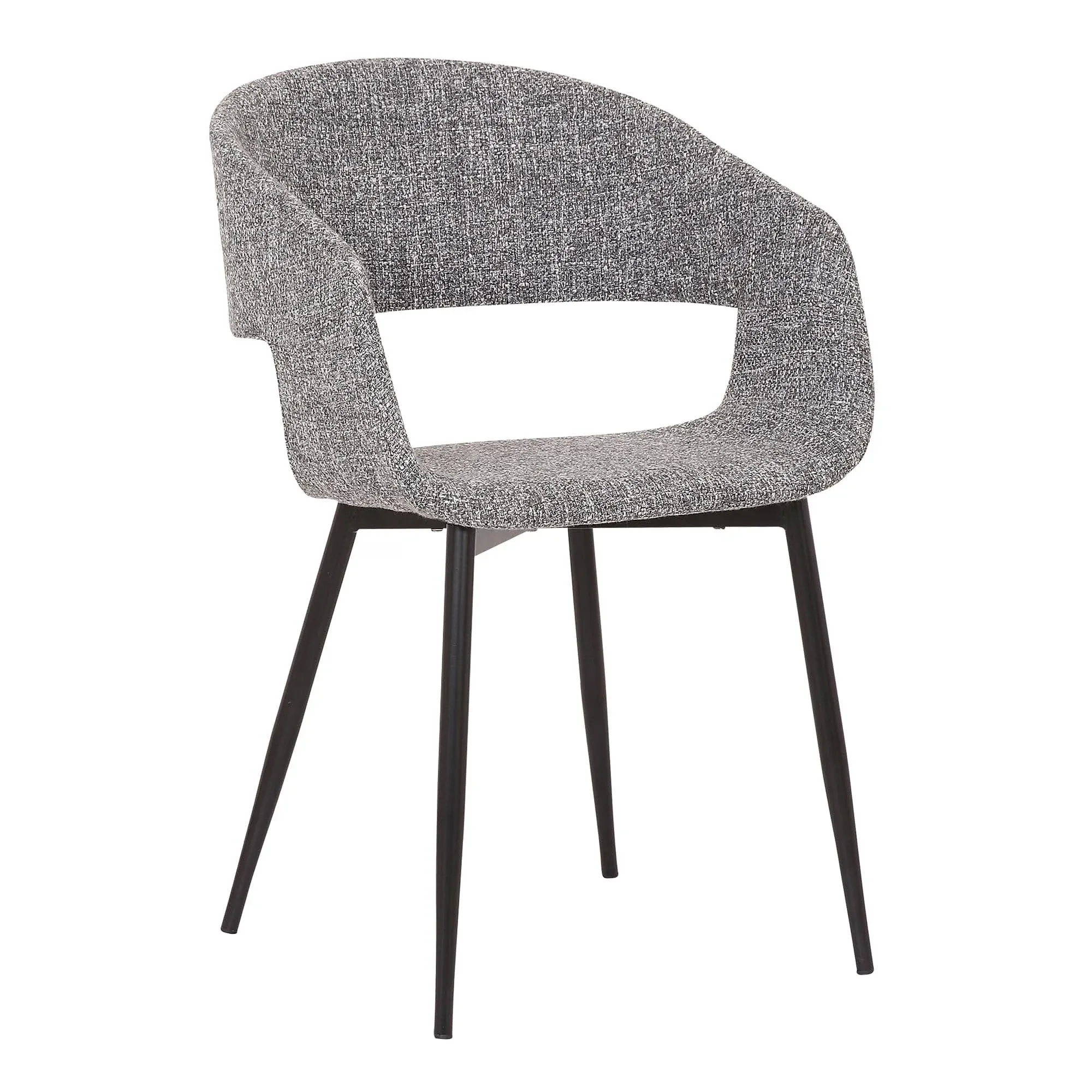 Armen Living Jocelyn Mid-Century Fabric Dining Room Accent Chair, 18" Height, Gray and Black